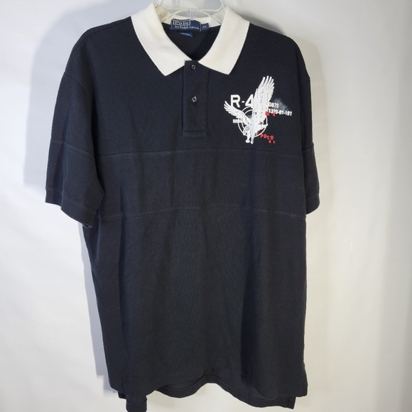 Polo by Ralph Lauren Black Polo Eagle R-4 Polo R-4 Large Hit on Front Size XL - Picture 2 of 7